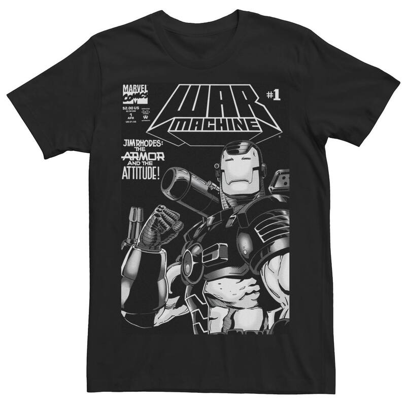 マーベル メンズ トップス ティーシャツ Men\u0027s Marvel War Machine Number 1 Comicover Tee Black 黒いこと Tシャツ・カットソー-トップス