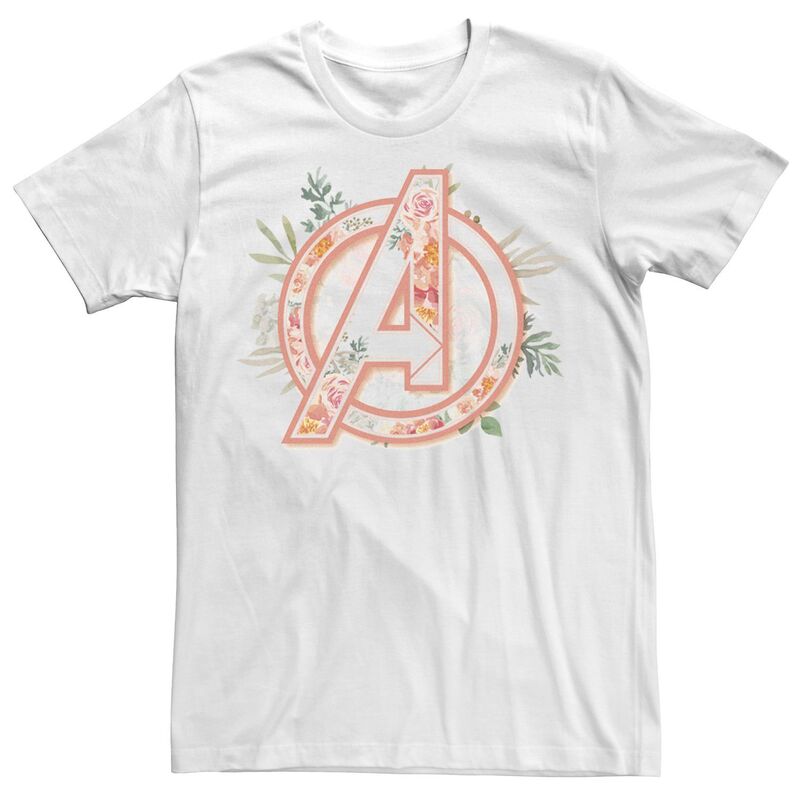 アニメ人となり メンズ トップス ティーシャツ お花柄 ロゴタイプ お花 Licensed Character Men\u0027s Marvel Avengersoft Floral Fillogo Tee White 白いこと メンズファッション-Tシャツ・カットソー-トップス