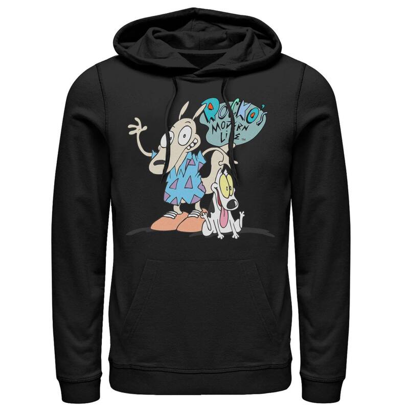 アニメキャラクター メンズ アウター パーカー・スウェット Licensed Character Men's Nickelodeon Rocko's Modern Life Show Intro Hoodie Black ブラック|ReVida 店