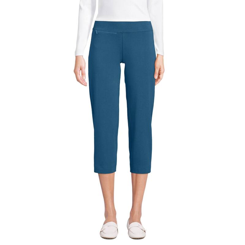 ランズエンド レディース ボトムス カジュアルパンツ Women's Lands' End Starfish Straight-Leg Pull-On Cropants Evening Blue ブルー