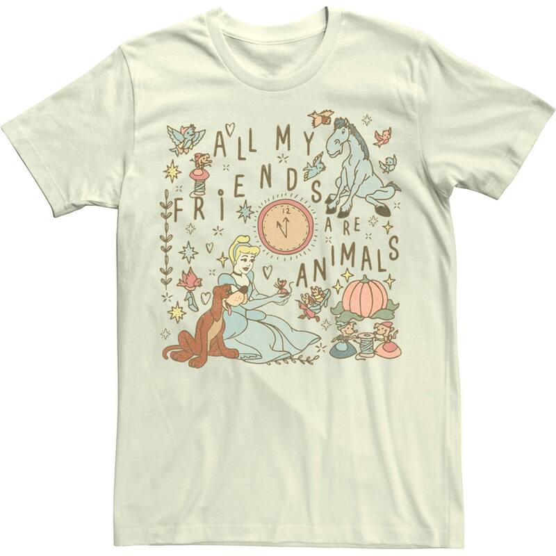 ウォルトディズニー メンズ トップス ティーシャツ Disney\u0027s Cinderellall My Friends Are Animals Men\u0027s Tee Natural 毛の荒物 Tシャツ・カットソー-メンズファッション-トップス