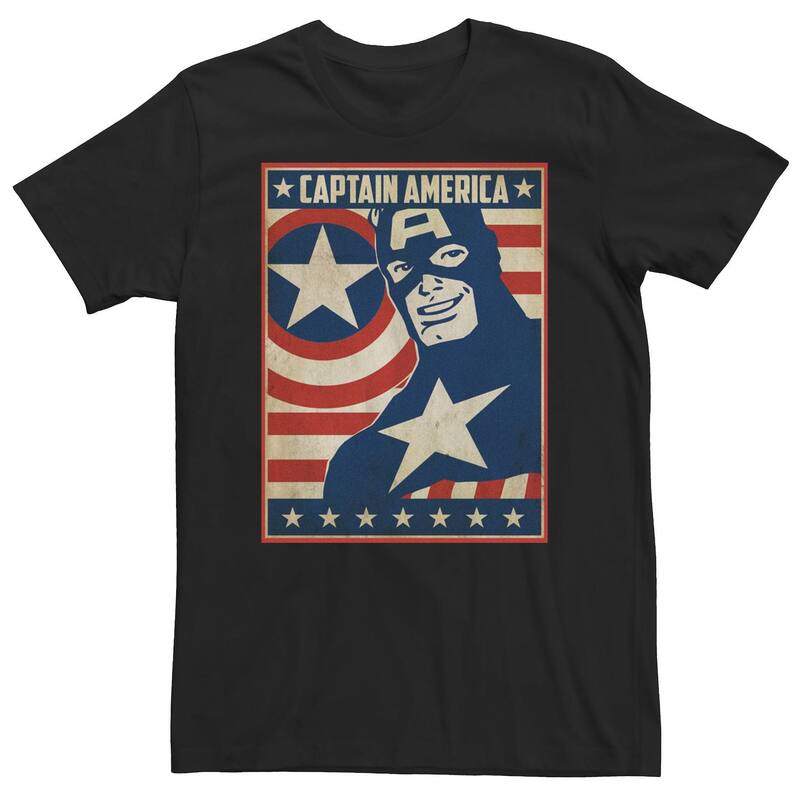 マーベル メンズ トップス Tシャツ トール キャップ Big & Tall Marvel Captain Americavengers Poster Tee Black ブラック