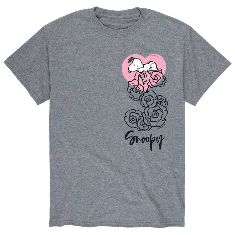 アニメキャラクター メンズ トップス Tシャツ Licensed Character Men's Peanuts Valentine Roses Tee Gray グレー 6,784円