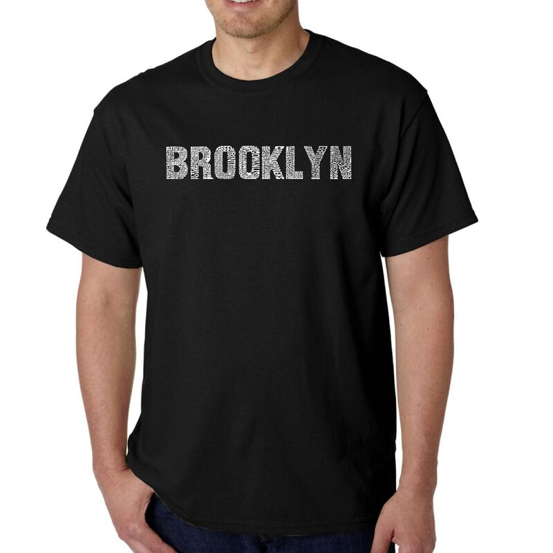 エルエーポップアート メンズ トップス ティーシャツ 天使の都市 Pop Art Brooklyneighborhoods - Men\u0027s Word Art-shirt Black 黒いこと メンズファッション-トップス