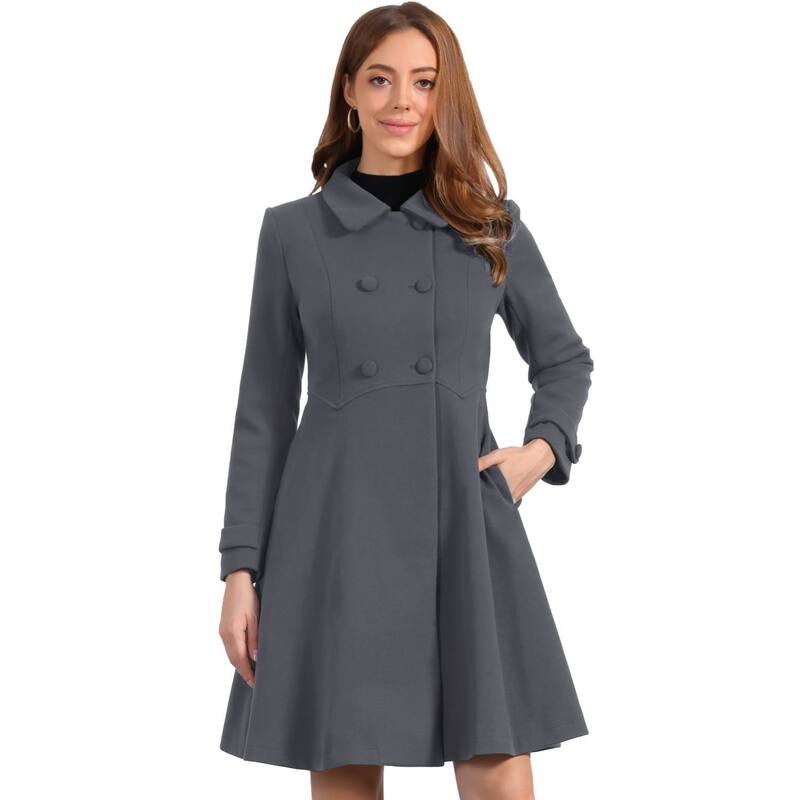 アレグラ ケー レディース アウター 上衣・上衣 ヴィンテージ A 伝達ルート 厚地の外套 ALLEGRA K Women\u0027s Vintage Winter Coat a Line Overcoat Double Breasted Peacoat Dark Grey 薄墨色