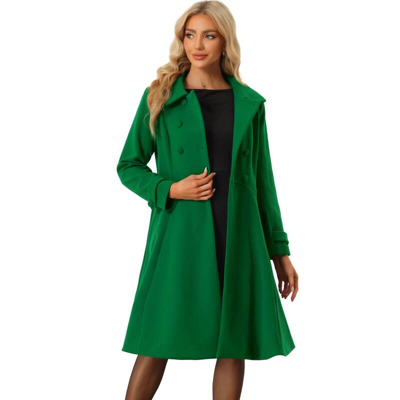 アレグラ ケー レディース アウター 上衣・上衣 ヴィンテージ A 伝達ルート 厚地の外套 ALLEGRA K Women\u0027s Vintage Winter Coat a Line Overcoat Double Breasted Peacoat Green 緑であること