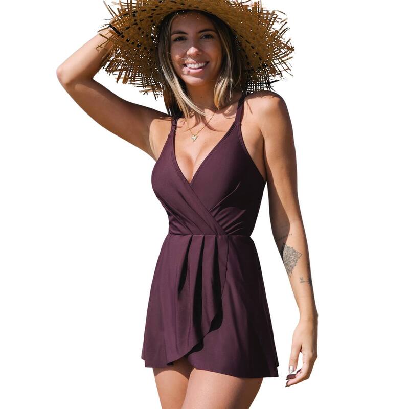 カップシー レディース トップス ワンピース ギャザー Women Cupshe Ruched Crossback Swim Dress Red レッド