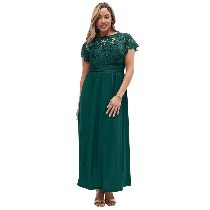 ジェシカロンドン レディース トップス ワンピース プラスサイズ レース マキシ Jessica London Women's Plusize Lace Maxi Dress Emerald Green グリーン