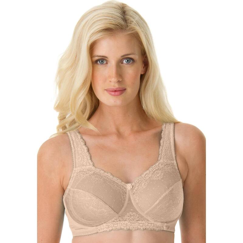 コンフォート チョイス レディース アンダーウェア ブラジャー プラスサイズ レース Comfort Choice Women's Plusize Side Wire Lace Bra Beige ベージュ