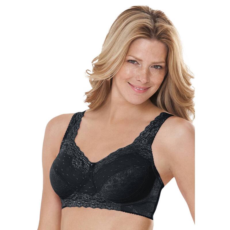 コンフォート チョイス レディース アンダーウェア ブラジャー プラスサイズ レース Comfort Choice Women's Plusize Side Wire Lace Bra Black ブラック