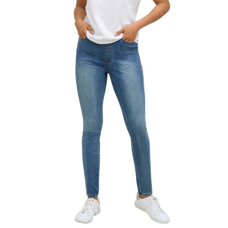 Ellos レディース ボトムス 心地好いズボン下 つけ加える大きさ ellos Plusize Mid-Rise 4-Pocket Stretch Jeggings Light Stonewash