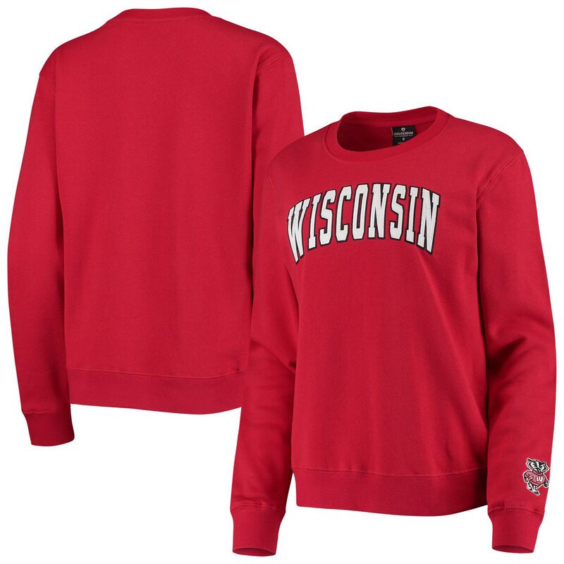 円形劇場 レディース アウター パーカー・スウェット プルオーバー Women\u0027s Colosseum Red Wisconsin Badgers Campanile Pullover Sweatshirt Wis Red 赤いこと パーカー-レディースファッション