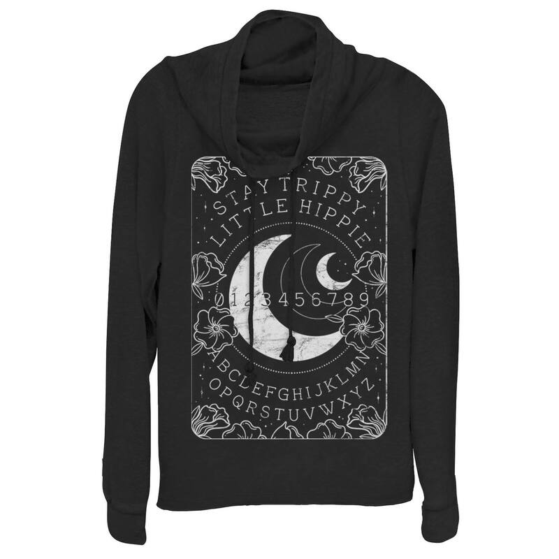 アンブランデッド レディース トップス ティーシャツ グラフィック Unbranded Juniors\u0027 Tarot Card Ouija Board Moon Cowlneck Graphic Lightweight Long Sleeve Black 黒いこと Tシャツ・カットソー-トップス-レディースファッション