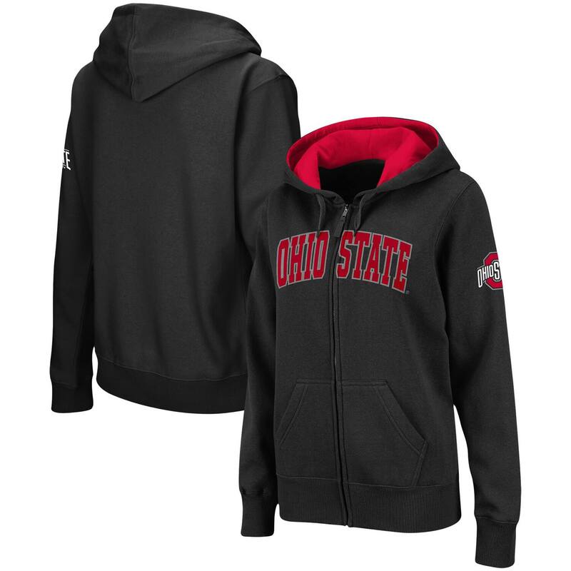 コロシアム レディース アウター パーカー・スウェット Colosseum Women's Black Ohio State Buckeyes Arched Name Full-Zip Hoodie Osu Black ブラック