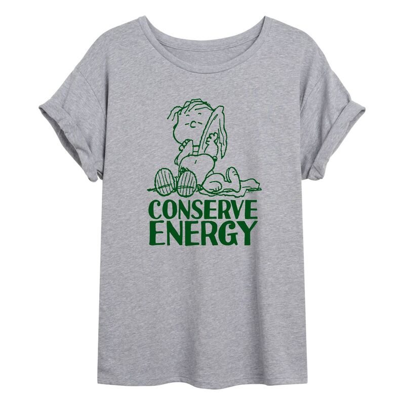 アニメキャラクター レディース トップス Tシャツ グラフィック Licensed Character Juniors' Peanuts Linus "Conservenergy" Oversized Graphic Tee Grey グレー