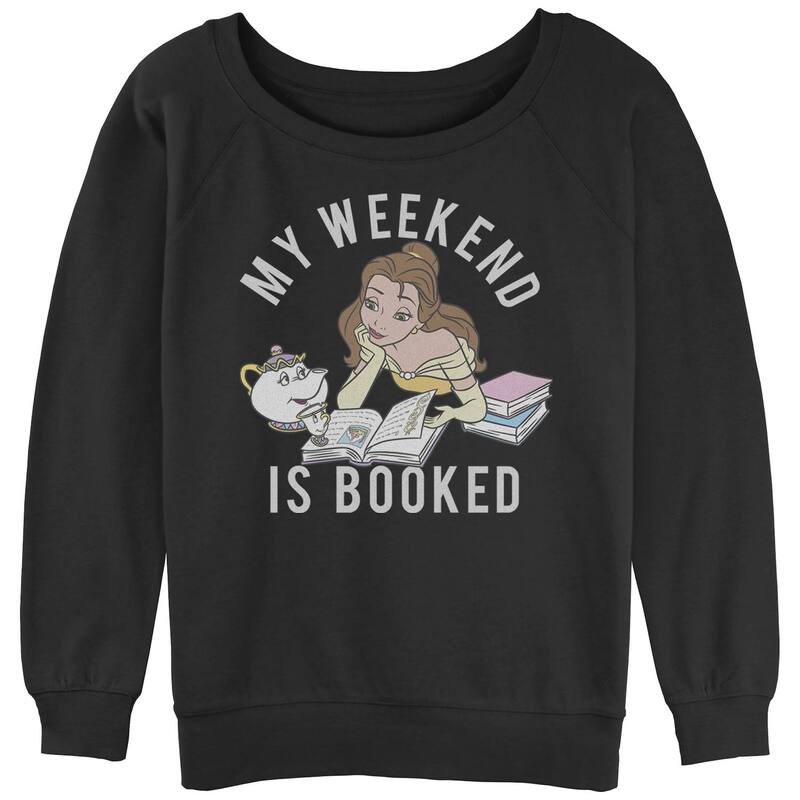 ディズニー レディース アウター パーカー・スウェット シャツ グラフィック Disney Beauty And The Beast Juniors \u0026#34;My Weekend Is Booked\u0026#34; Slouchy Graphic Sweatshirt Black ブラック