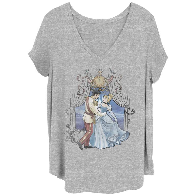 ディズニー レディース トップス Tシャツ プラスサイズ グラフィック Disney's Cinderella & Prince Charming Dancing Before Midnight Strikes Juniors' Plusize Graphic Tee Heather Gray グレー