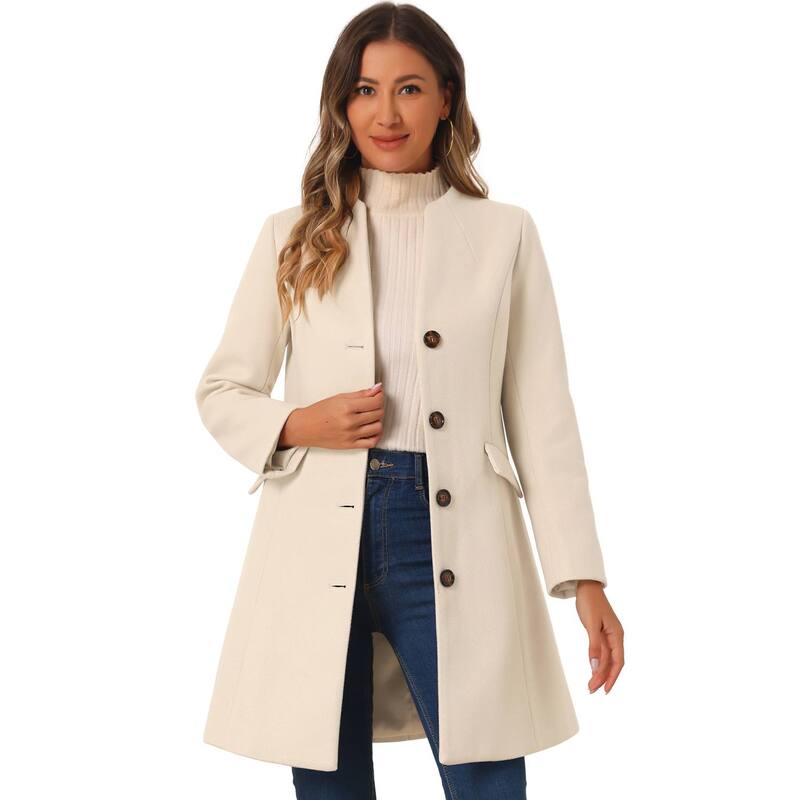 アレグラ ケー レディース アウター ジャケット・ブルゾン Vネック コート ALLEGRA K Women's Elegant Winter V Neck Long Sleeve Single Breasted Long Overcoat Beige ベージュ