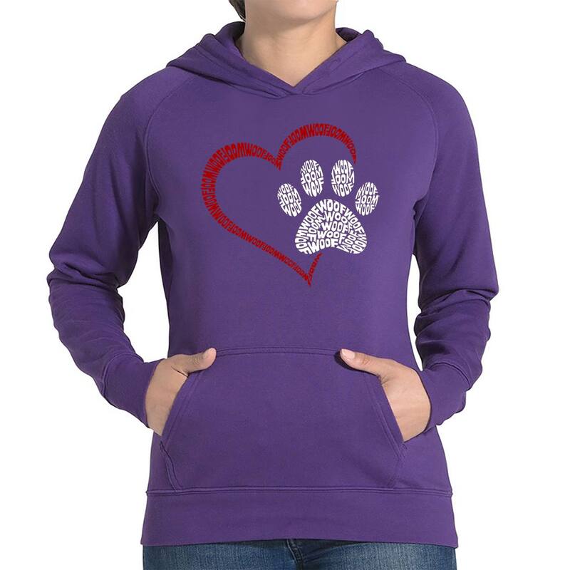 エルエーポップアート レディース アウター パーカー・スウェット シャツ LA Pop Art Paw Heart - Women's Word Art Hooded Sweatshirt Pink ピンク