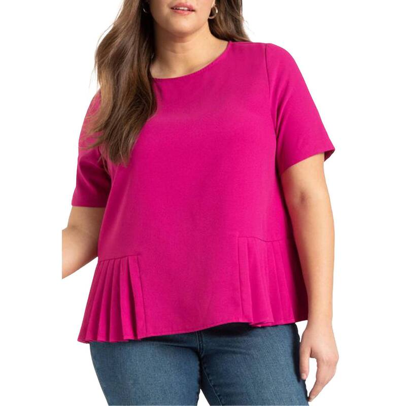 エロクイ レディース トップス Tシャツ プラスサイズ プリーツ Eloquii Women's Plusize Pleated Hem Top Festival Fuchsia フューシャ