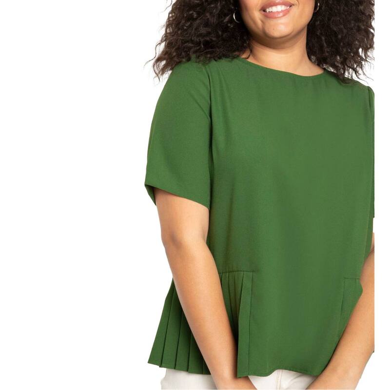 エロクイ レディース トップス Tシャツ プラスサイズ プリーツ Eloquii Women's Plusize Pleated Hem Top Forest Elf フォレスト