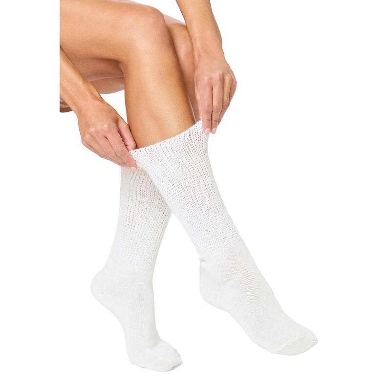 コンフォート チョイス レディース アンダーウェア 靴下 プラスサイズ Comfort Choice Women's Plusize 2-pack Open Weavextra Wide Socks White ホワイト