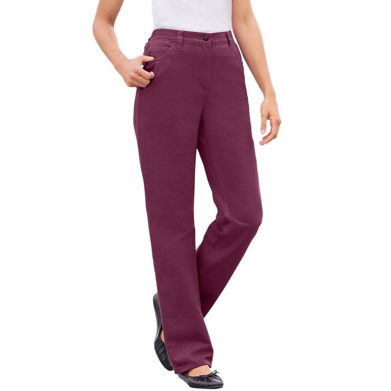 ウーマン ウィズイン レディース ボトムス デニムパンツ プラスサイズ トール コットン ジーンズ Woman Within Plusize Tall Perfect All-Cotton Back-Elastic Denim Jeans Deep Claret デニム|ReVida 店