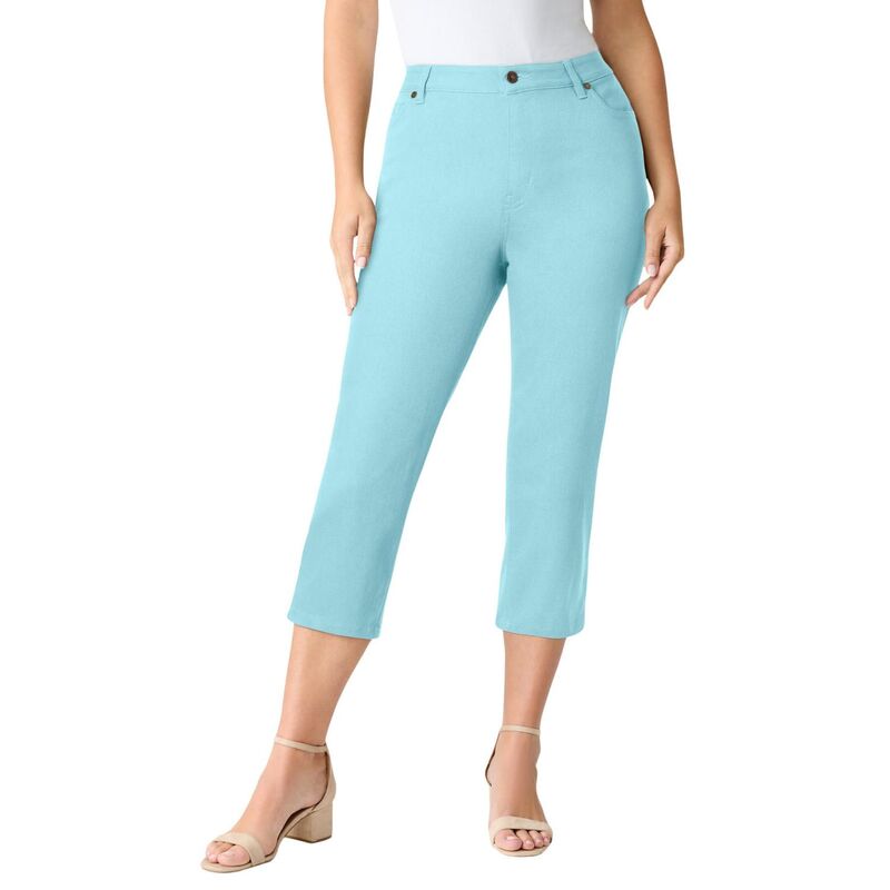 ロアマンズ レディース ボトムス カジュアルパンツ プラスサイズ キャップ Roaman's Women's Plusize Classic Stretch Capri Jean Lighturq｜ReVida 店