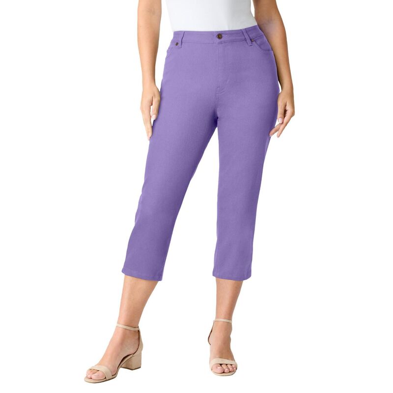 ロアマンズ レディース ボトムス カジュアルパンツ プラスサイズ キャップ Roaman's Women's Plusize Classic Stretch Capri Jean Vintage Lavender ラベンダー｜ReVida 店