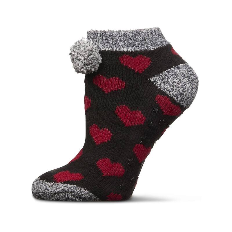 メモイ レディース アンダーウェア 靴下 プラスサイズ MeMoi Women's Color Hearts Buttersoft Plush Lined Low Cut Socks Black ブラック
