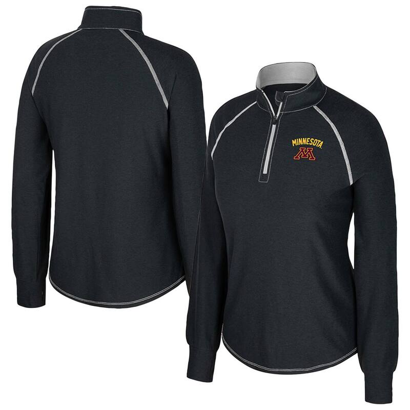 円形劇場 レディース トップス プルオーバー Women\u0027s Colosseum Black Minnesota Golden Gophers Bikram Raglan Quarter-Zip Top Min Black 黒いこと