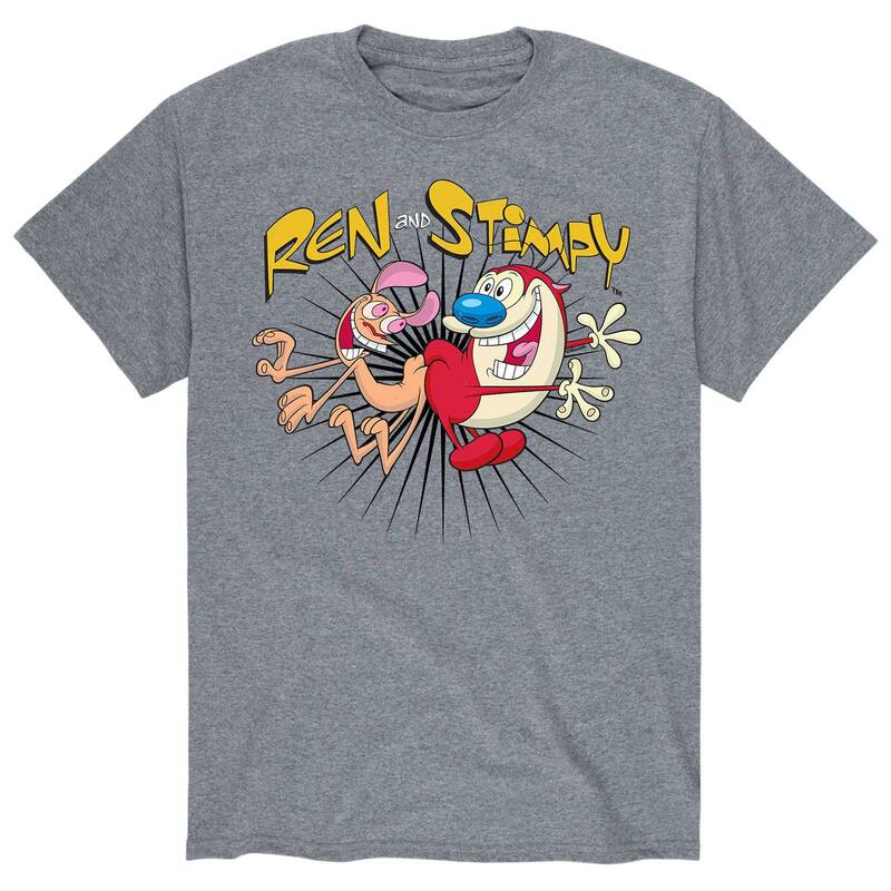 アニメキャラクター メンズ トップス Tシャツ Licensed Character Men's Ren & Stimpy Butt Bump Tee Light Gray グレー