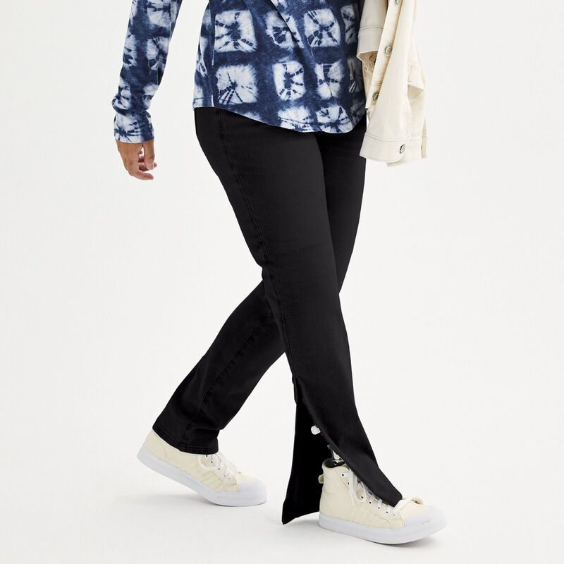 ソノマ レディース ボトムス デニムパンツ ストレート ジーンズ Women'sonoma Goods For Life Adaptiveasy Dressing Mid-Waisted Straight Leg Jeans Black ブラック