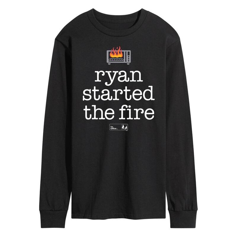アニメ人となり メンズ トップス ティーシャツ Licensed Character Men\u0027s The Office Ryan Fire Long Sleeve Tee Black 黒いこと トップス-Tシャツ・カットソー-メンズファッション