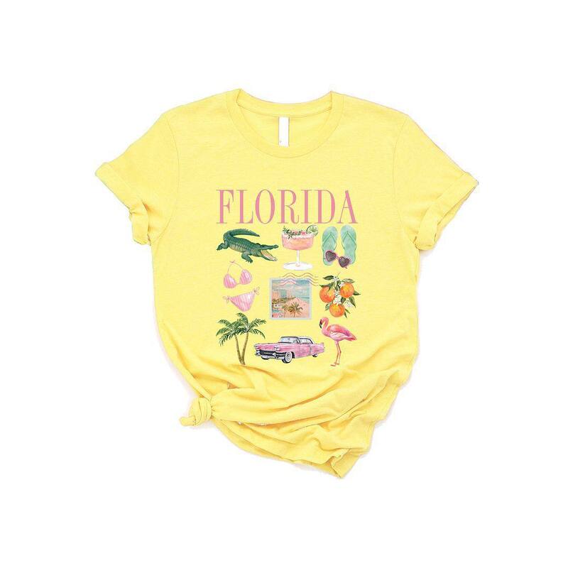 Simply Sage Market レディース トップス Tシャツ グラフィック Simply Sage Market Florida Vacation Collage Short Sleeve Graphic Tee Yellow イエロー｜ReVida 店