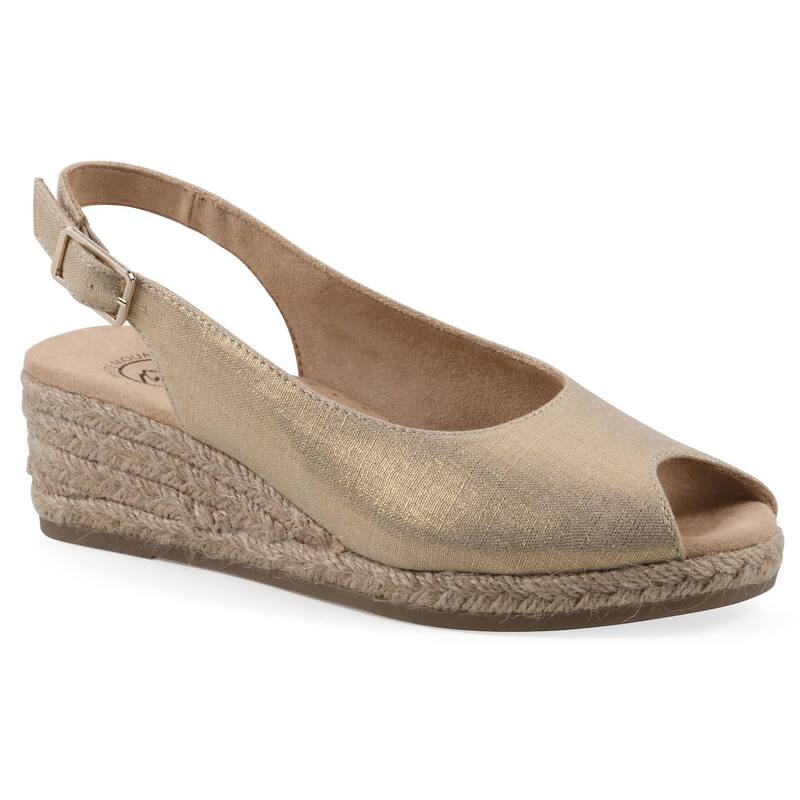 ホワイトマウンテン レディース シューズ サンダル White Mountain Maize Women's Wedgespadrille Sandals Antique Gold Fabric ゴールド