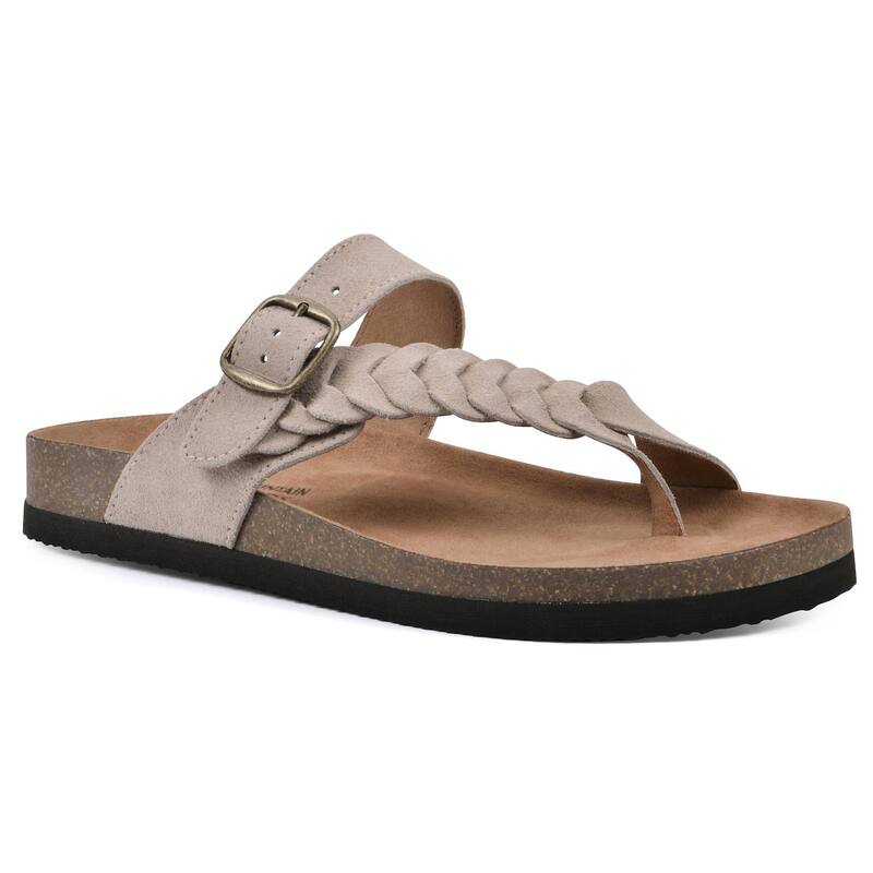 ホワイトマウンテン レディース シューズ サンダル White Mountain Happier Women's Cushioned Slide Sandalsandal Wood Suede ホワイト