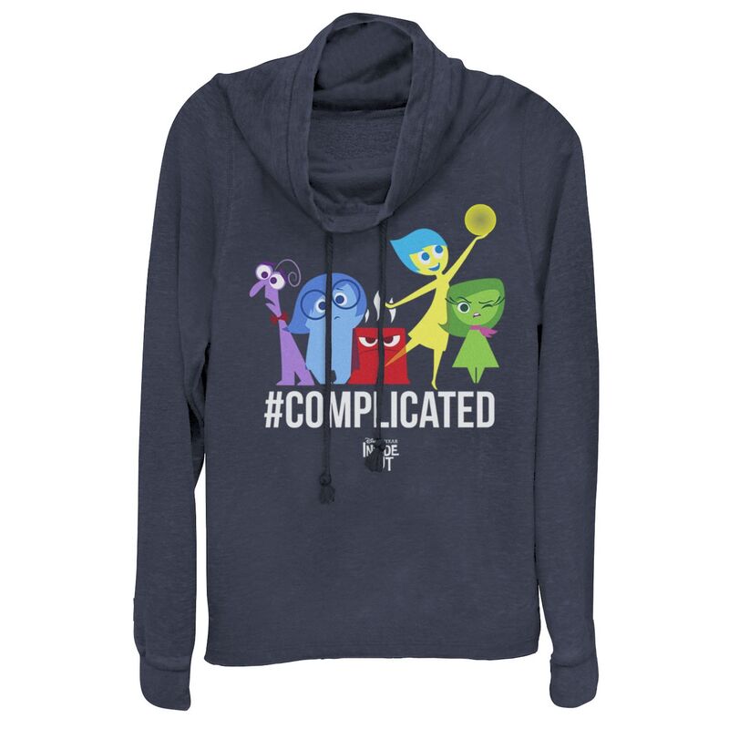 ウォルトディズニー ピクサー レディース トップス ティーシャツ グラフィック Disney / Pixar\u0027s Inside Out Juniors\u0027 Complicated Emotions Cowlneck Graphic Lightweight Long Sleeve Navy 米国海軍 Tシャツ・カットソー-トップス