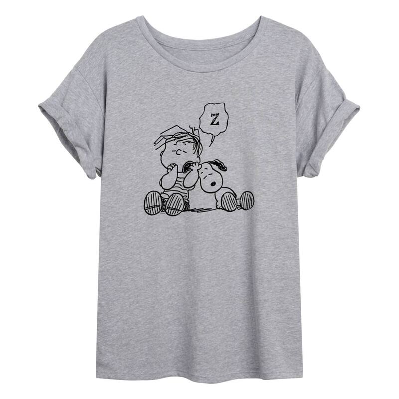 アニメキャラクター レディース トップス Tシャツ Licensed Character Juniors' Peanuts Linusnooze Oversized Tee Grey グレー