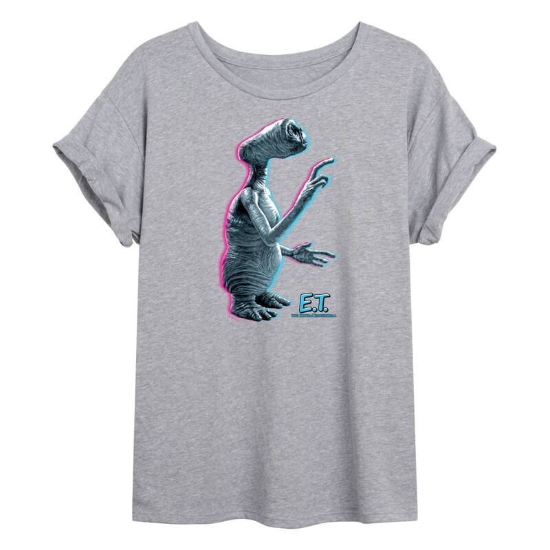アニメキャラクター レディース トップス Tシャツ グラフィック Licensed Character Juniors' E.T. Looking At Stars Oversized Graphic Tee Gray グレー