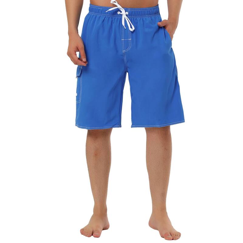 Lars Amadeus メンズ 水着 ハーフパンツ・ショーツ ショートパンツ Lars Amadeus Men'summer Solid Color Drawstring Elastic Waist Beach Board Shorts Royal Blue ブルー