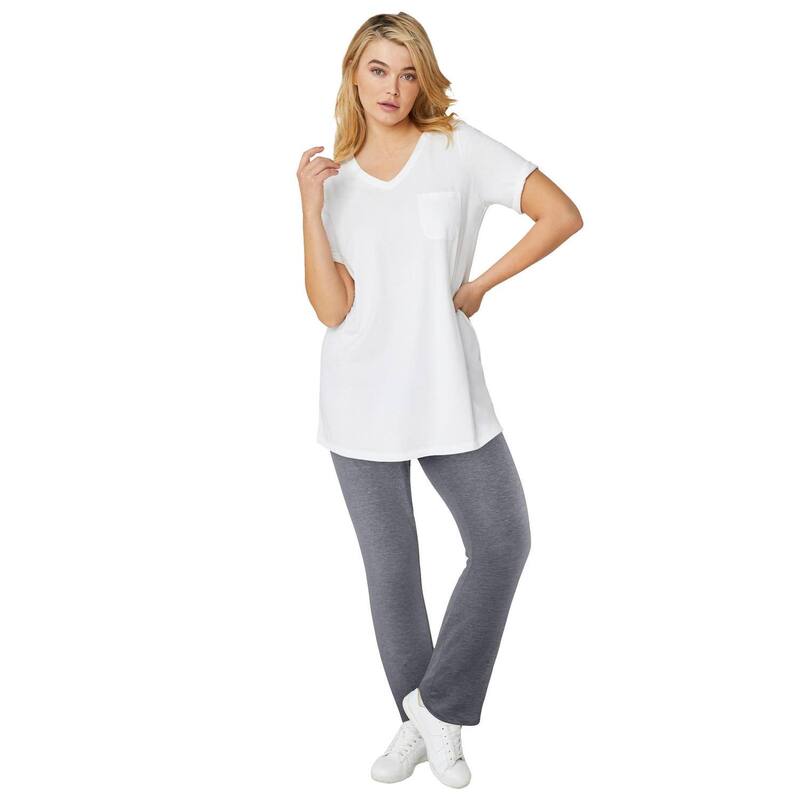 Ellos レディース ボトムス カジュアルパンツ ブーツカット プラスサイズ ブーツ レギンス ニット ellos Plusize Stretch Knit Bootcut Leggings Heather Grey グレー｜ReVida 店