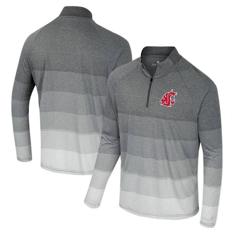 コロシアム メンズ トップス Tシャツ メッシュ Men's Colosseum Gray Washington State Cougars AI Striped Mesh Quarter-Zip Raglan Windshirt Wsc Grey グレー