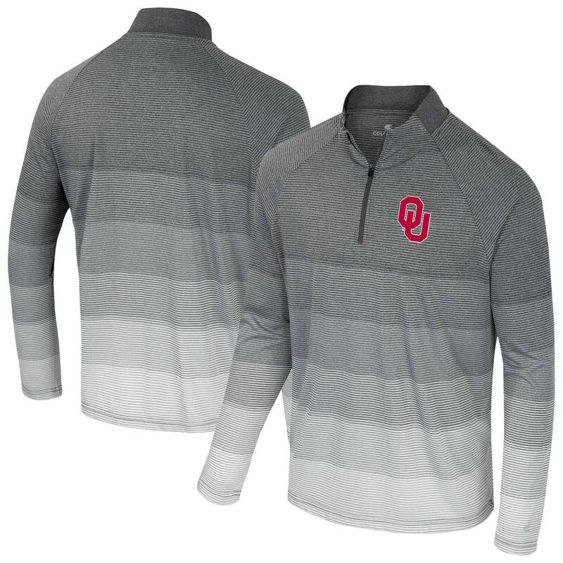 コロシアム メンズ トップス Tシャツ メッシュ Men's Colosseum Gray Oklahoma Sooners AI Striped Mesh Quarter-Zip Raglan Windshirt Okl Grey グレー