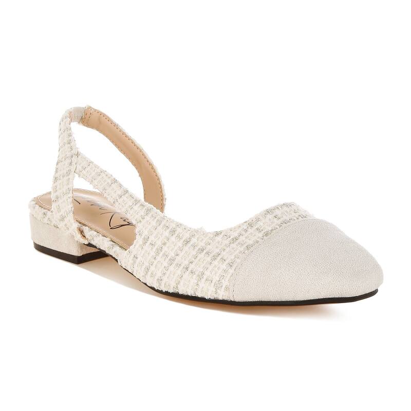 ロンドンラグ レディース シューズ サンダル 旗がしら London Rag Karita Women\u0027s Plaid Cap Toe Flats Off White 象牙色