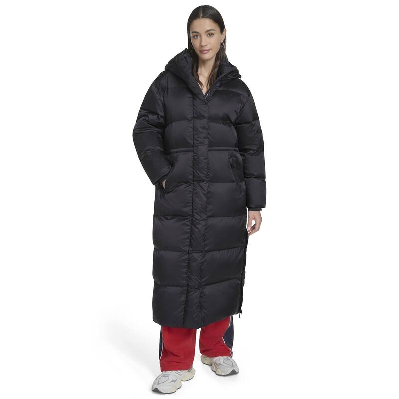 はやりっ子 レディース アウター 上衣・上衣 Juniors\u0027 Champion Long Hooded Puffer Jacket Black 黒いこと