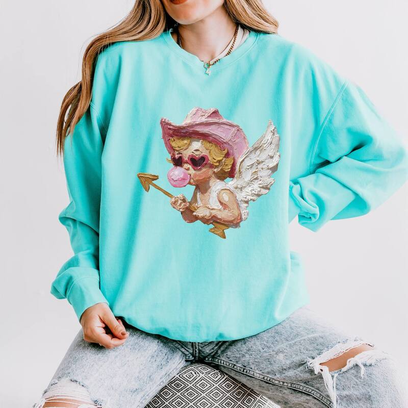 Simply Sage Market レディース アウター パーカー・スウェット シャツ Simply Sage Market Cupid Heart Eyes Paint - Women's Lightweight Garment Dyed Sweatshirt Chalky Mint ミント