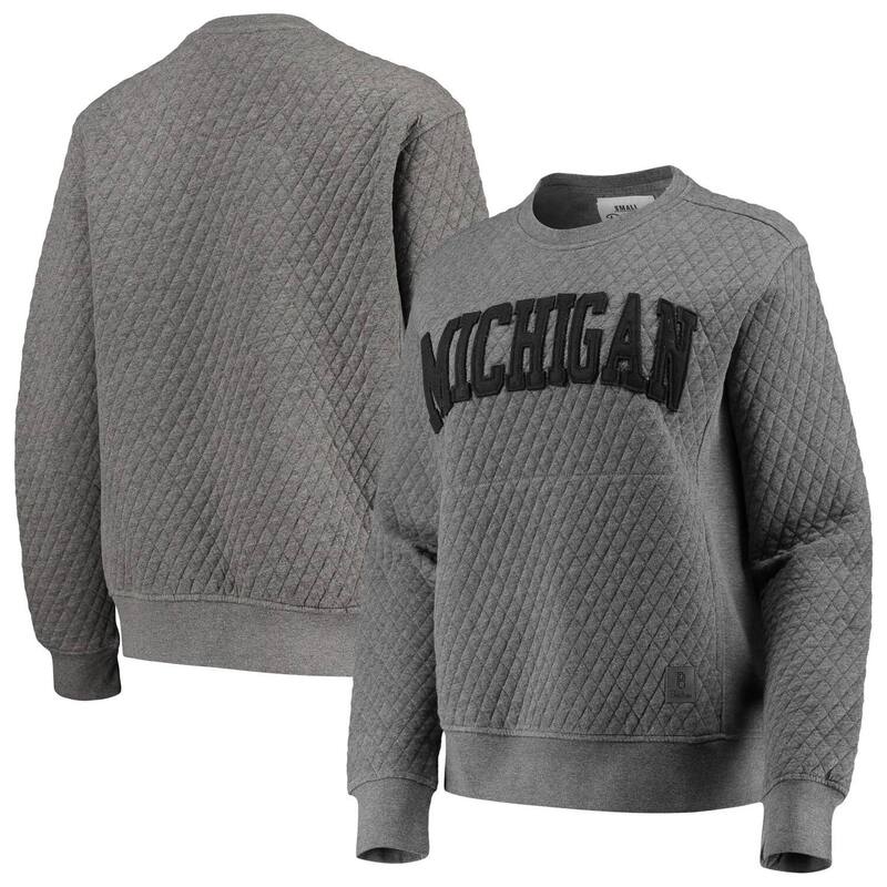 プレスボックス レディース アウター パーカー・スウェット キルティング シャツ Women's Pressbox Heather Charcoal Michigan Wolverines Moose Quilted Pullover Sweatshirt Mic Grey グレー