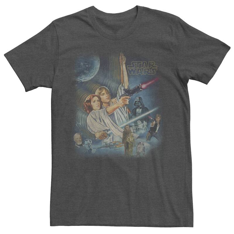 はやりっ児 ウォーズ メンズ トップス ティーシャツ ヴィンテージ Men\u0027star Wars Classic Group Action Vintage Poster Tee Charcoal Heather 暗灰色 Tシャツ・カットソー-メンズファッション