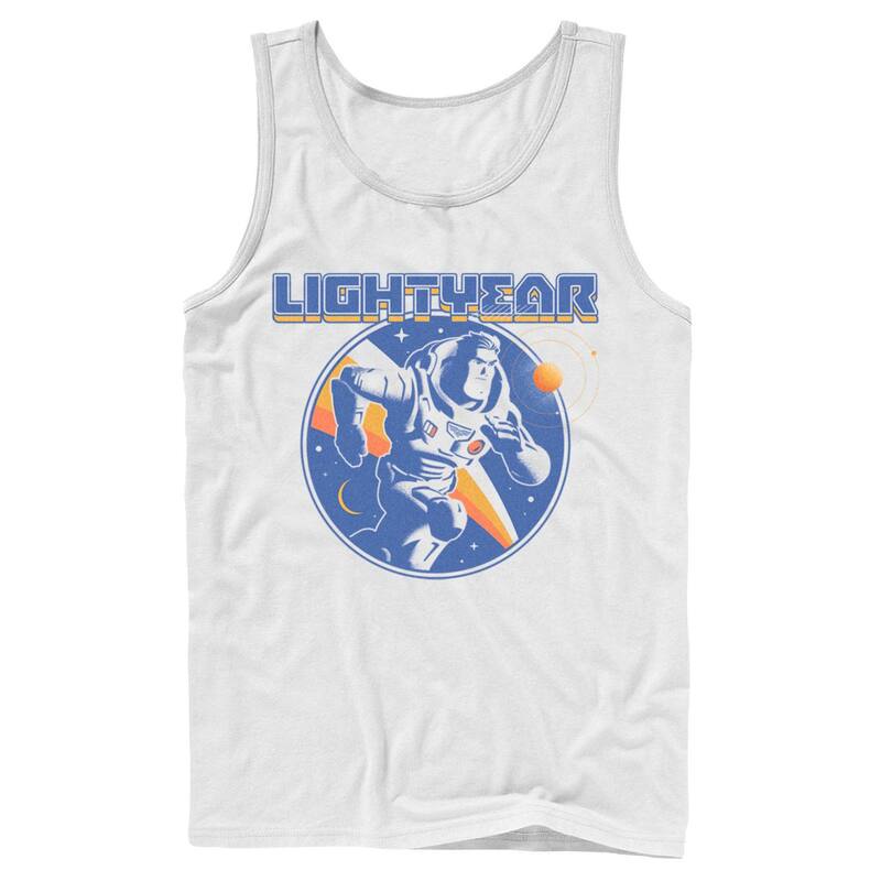 ウォルトディズニー ピクサー メンズ トップス ティーシャツ Men\u0027s Disney / Pixar Lightyearunning At Space And Stars Tank Top White 白いこと Tシャツ・カットソー-メンズファッション-トップス